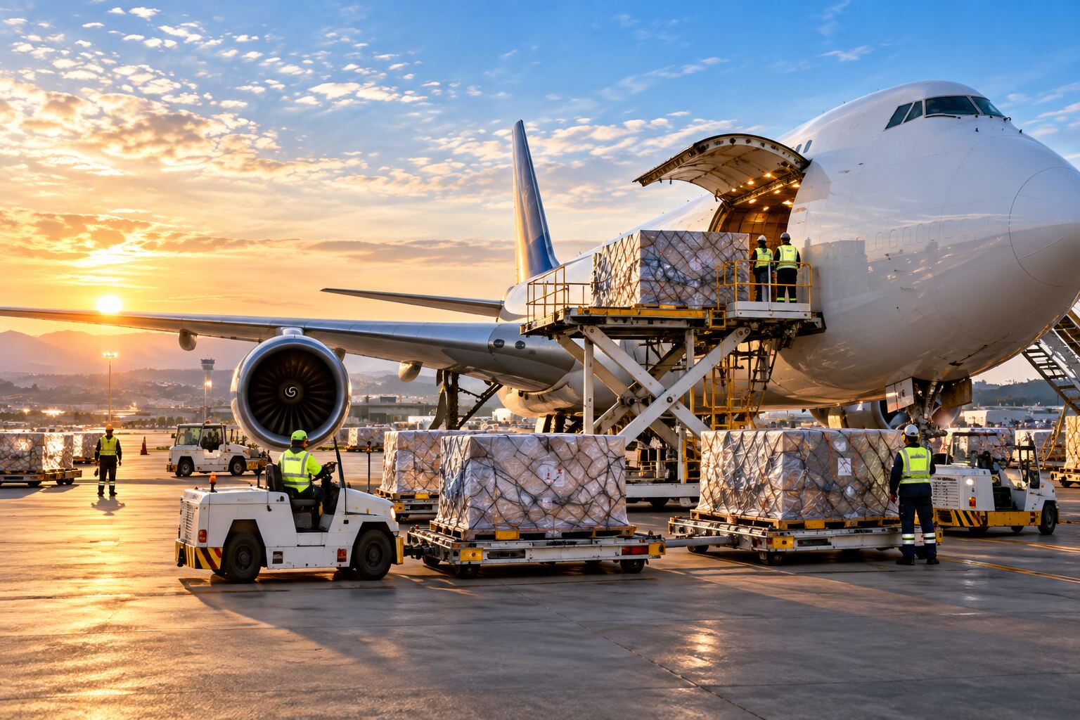 Air cargo being loaded for onward transport